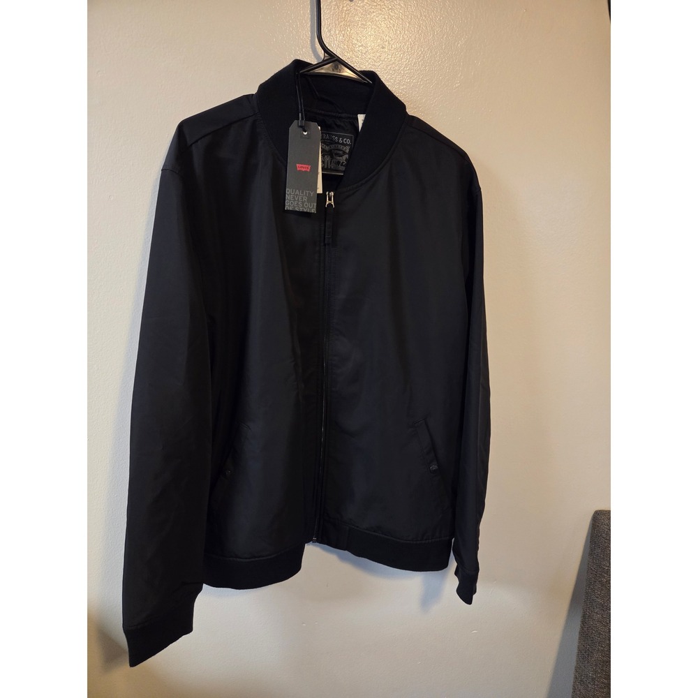 Levis Mens Flight Bomber Jacket Black Full Zip XXL 47747-0001 NWT